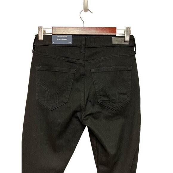 NEW! Hollister Super Skinny High Rise Black Distressed Jeans Women's Size 6 Long - Picture 4 of 11